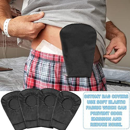 4er-Pack schwarze Stomabeutel-Abdeckung, Stomabeutel-Bezug, geruchsneutral, dehnbar, waschbar, Beutel-Liner für Frauen und Männer, leichter Pflegeschutz (2,8 Zoll Durchmesser)