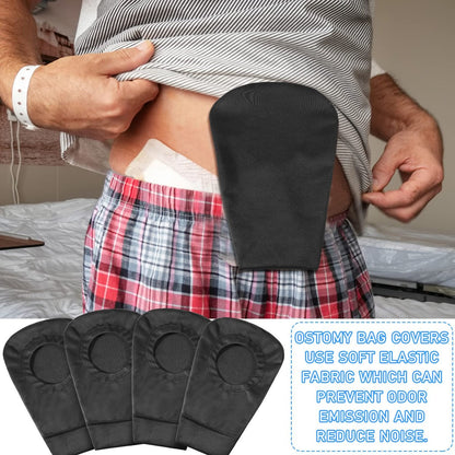 4er-Pack schwarze Stomabeutel-Abdeckung, Stomabeutel-Bezug, geruchsneutral, dehnbar, waschbar, Beutel-Liner für Frauen und Männer, leichter Pflegeschutz (2,8 Zoll Durchmesser)