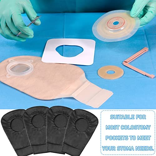 4er-Pack schwarze Stomabeutel-Abdeckung, Stomabeutel-Bezug, geruchsneutral, dehnbar, waschbar, Beutel-Liner für Frauen und Männer, leichter Pflegeschutz (2,8 Zoll Durchmesser)