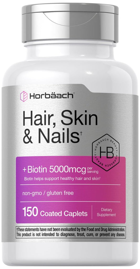 Horbäach Haar, Haut und Nägel Vitamine | 150 Kapseln | mit Biotin und Kollagen | Nahrungsergänzungsmittel für Frauen und Männer | Nicht-GVO, glutenfrei