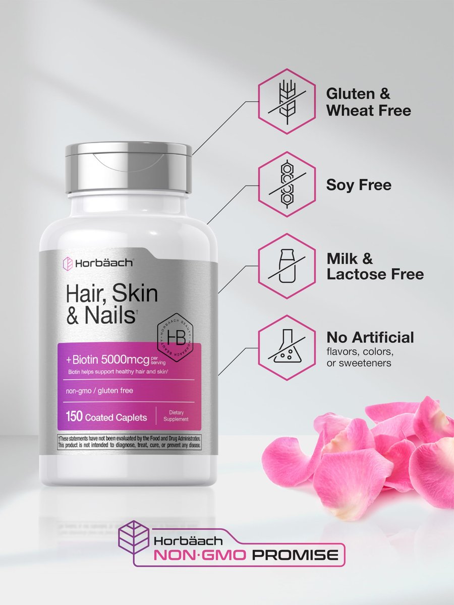 Horbäach Haar, Haut und Nägel Vitamine | 150 Kapseln | mit Biotin und Kollagen | Nahrungsergänzungsmittel für Frauen und Männer | Nicht-GVO, glutenfrei