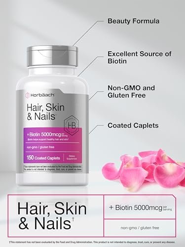Horbäach Haar, Haut und Nägel Vitamine | 150 Kapseln | mit Biotin und Kollagen | Nahrungsergänzungsmittel für Frauen und Männer | Nicht-GVO, glutenfrei