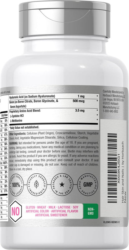 Horbäach Haar, Haut und Nägel Vitamine | 150 Kapseln | mit Biotin und Kollagen | Nahrungsergänzungsmittel für Frauen und Männer | Nicht-GVO, glutenfrei