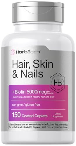 Horbäach Haar, Haut und Nägel Vitamine | 150 Kapseln | mit Biotin und Kollagen | Nahrungsergänzungsmittel für Frauen und Männer | Nicht-GVO, glutenfrei