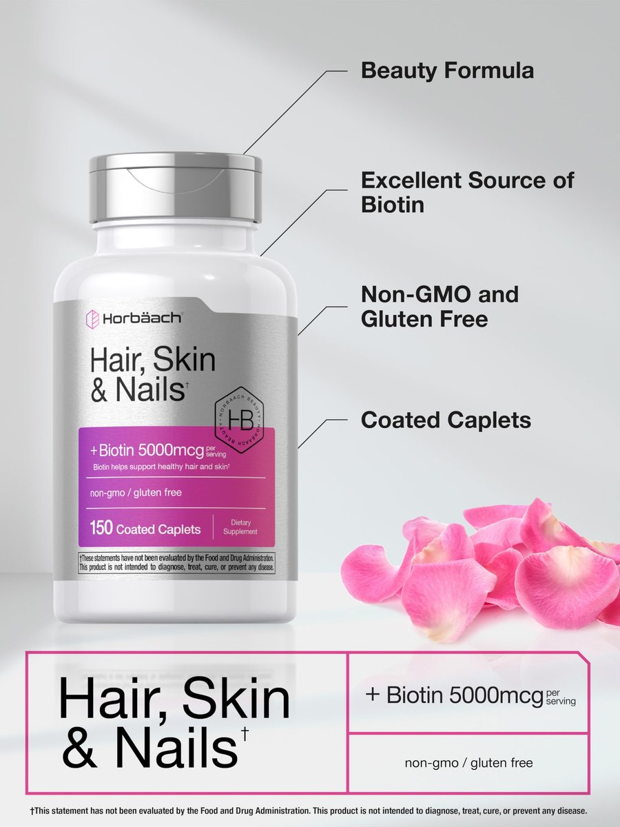 Horbäach Haar, Haut und Nägel Vitamine | 150 Kapseln | mit Biotin und Kollagen | Nahrungsergänzungsmittel für Frauen und Männer | Nicht-GVO, glutenfrei