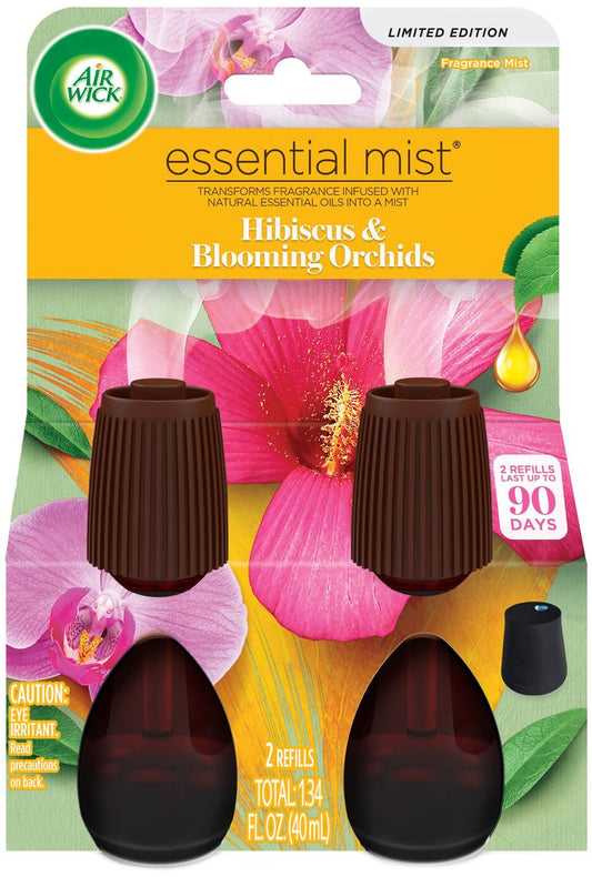 Air Wick Essential Mist Nachfüllpackung 2er-Pack Hibiskus & Blühende Orchideen Ätherische Öle Diffuser