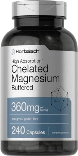 Horbäach Chelatiertes Magnesium 360 mg | 240 Kapseln | Non-GMO & Glutenfrei