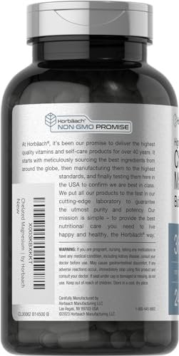 Horbäach Chelatiertes Magnesium 360 mg | 240 Kapseln | Non-GMO & Glutenfrei
