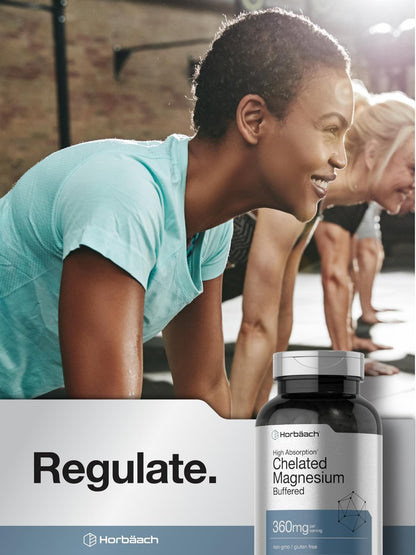 Horbäach Chelatiertes Magnesium 360 mg | 240 Kapseln | Non-GMO & Glutenfrei