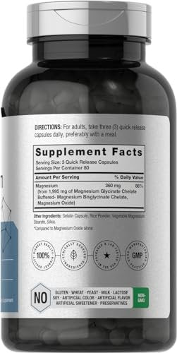 Horbäach Chelatiertes Magnesium 360 mg | 240 Kapseln | Non-GMO & Glutenfrei