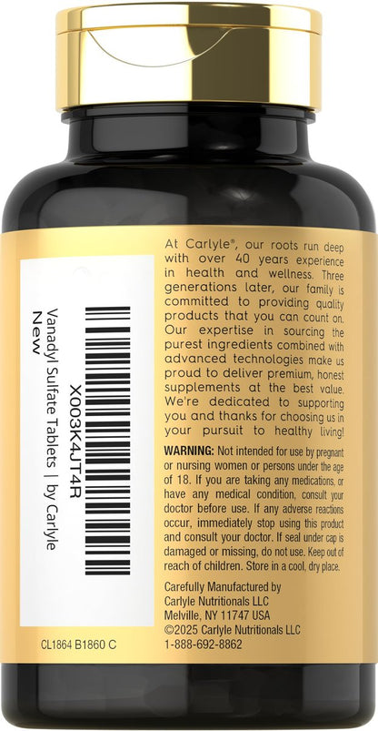 Carlyle Vanadylsulfat 10 mg | 180 Kapseln | mit Chrompicolinat | Vegetarisch, Nicht-GVO, Glutenfrei