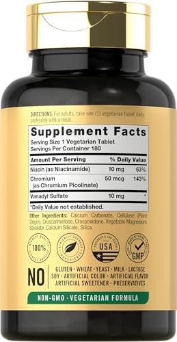 Carlyle Vanadylsulfat 10 mg | 180 Kapseln | mit Chrompicolinat | Vegetarisch, Nicht-GVO, Glutenfrei