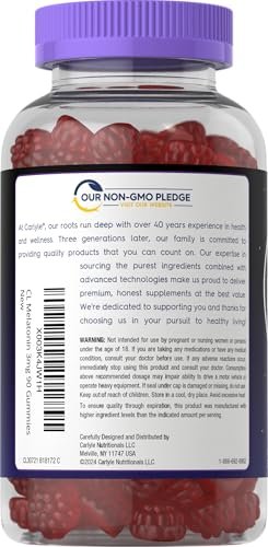 Carlyle Melatonin Gummies 3 mg – 90 Stück Fruchtgummis, vegan, nicht-GVO, glutenfrei – 100 % drogenfreie Unterstützung für erholsamen Schlaf