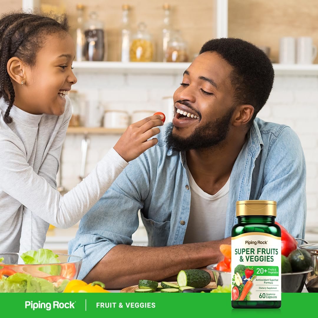 Piping Rock Fruits and Veggies Supplement | 60 Kapseln | Superfood Obst und Gemüse Vitamine | mit Präbiotikum-Mischung | Vegetarische Formel | Non-GMO, Glutenfrei
