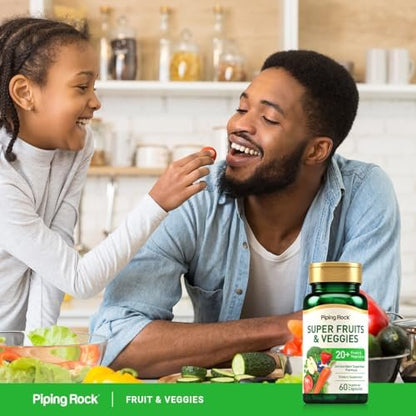 Piping Rock Fruits and Veggies Supplement | 60 Kapseln | Superfood Obst und Gemüse Vitamine | mit Präbiotikum-Mischung | Vegetarische Formel | Non-GMO, Glutenfrei