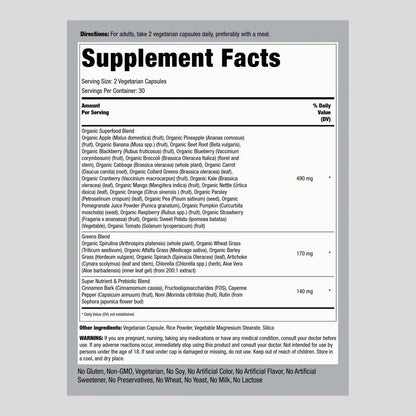 Piping Rock Fruits and Veggies Supplement | 60 Kapseln | Superfood Obst und Gemüse Vitamine | mit Präbiotikum-Mischung | Vegetarische Formel | Non-GMO, Glutenfrei