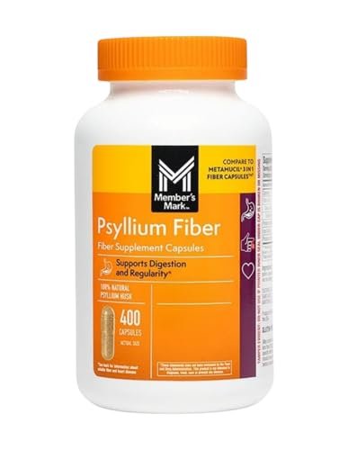 Member's Mark 100% Natürliche Flohsamenschalen-Faser Kapseln, Verdauungsgesundheit, 400 Stück (Packung mit 1)