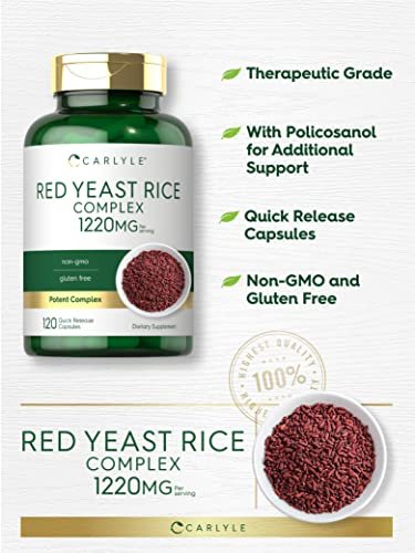 Carlyle Rotschimmelreis Komplex | 1220 mg | 120 Kapseln | mit Policosanol | Non-GMO & glutenfrei