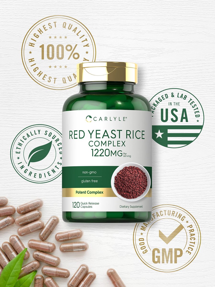 Carlyle Rotschimmelreis Komplex | 1220 mg | 120 Kapseln | mit Policosanol | Non-GMO & glutenfrei