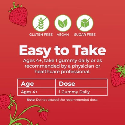 MARYRUTH'S Bio Vitamin D3 + B12 Gummies für Kinder ab 4 Jahren | Knochengesundheit | Immununterstützung | Energiestoffwechsel | Kognitive Funktion | Vegan | Non-GMO | Glutenfrei | 60 Portionen | 2 Monatsvorrat