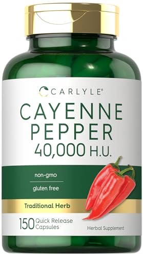 Carlyle Cayenne Pfeffer Kapseln | 40.000 HU | Nicht-GVO & Glutenfrei | 150 Kapseln