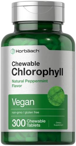 Horbäach Chlorophyll Tabletten | 300 Kautabletten mit natürlichem Pfefferminzgeschmack | Vegan, Nicht-GVO & Glutenfrei