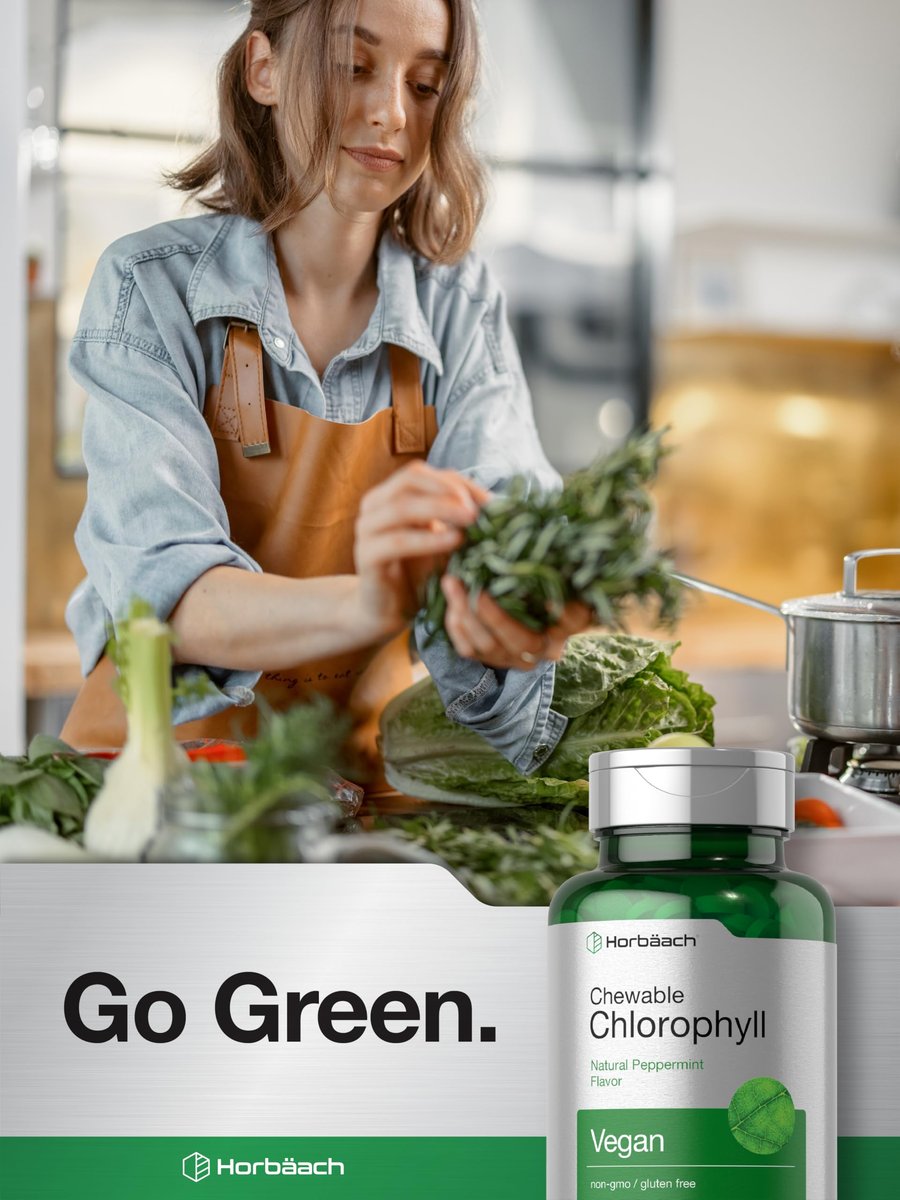 Horbäach Chlorophyll Tabletten | 300 Kautabletten mit natürlichem Pfefferminzgeschmack | Vegan, Nicht-GVO & Glutenfrei