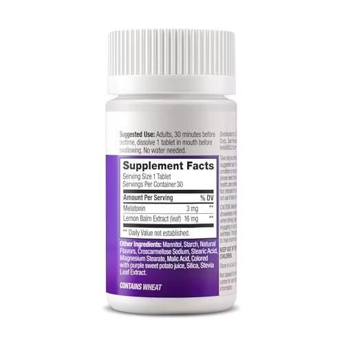 OLLY Sleep Fast Dissolves – 3 mg Melatonin mit Zitronenmelisse, Erdbeergeschmack, 30 Tagesvorrat – 30 Stück