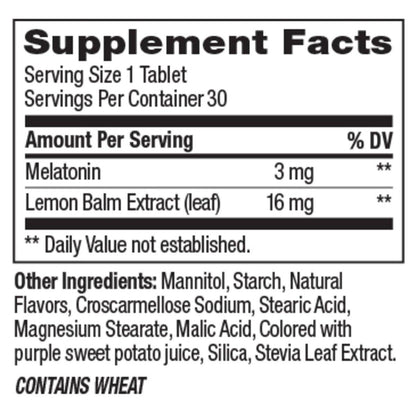 OLLY Sleep Fast Dissolves – 3 mg Melatonin mit Zitronenmelisse, Erdbeergeschmack, 30 Tagesvorrat – 30 Stück
