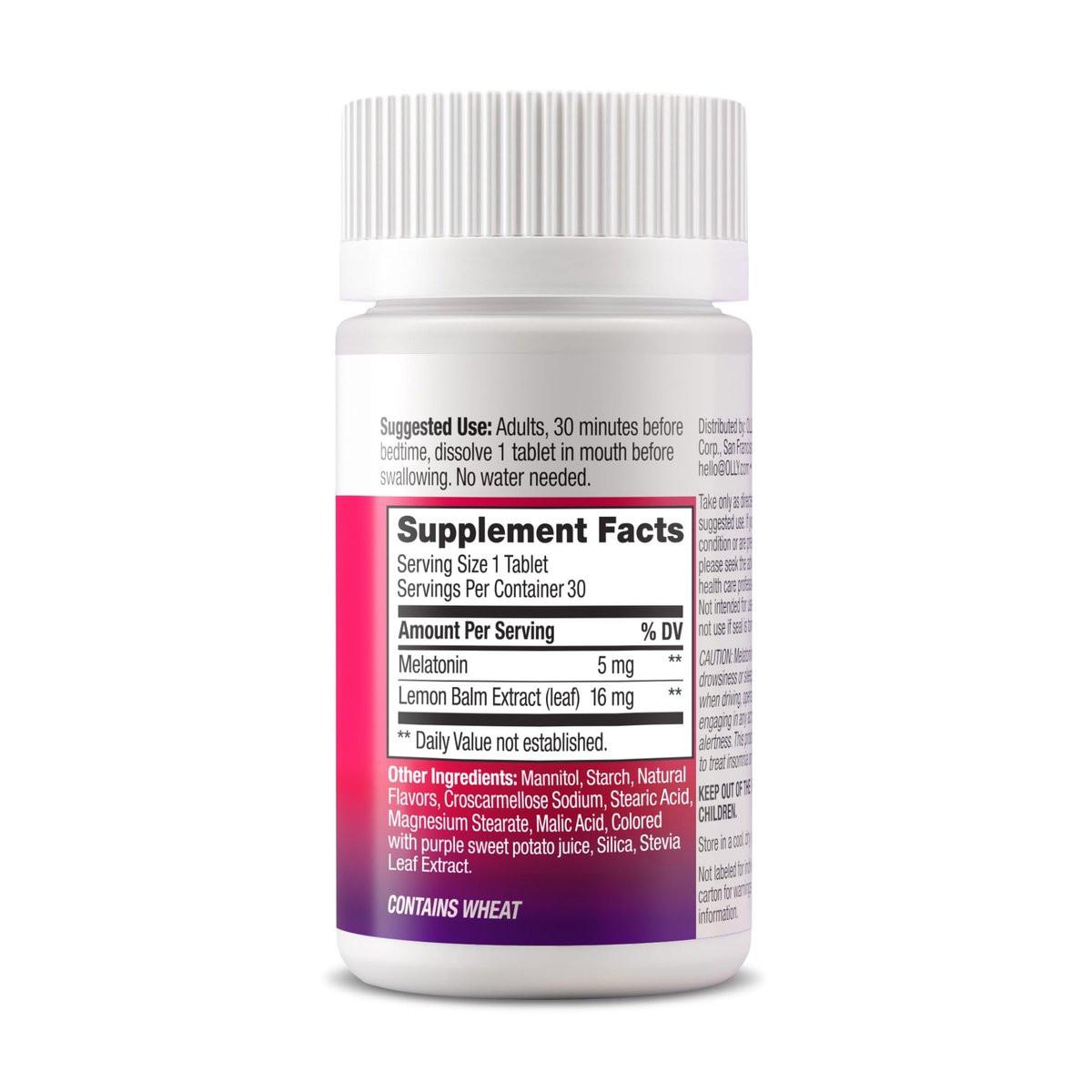 OLLY Extra Stark Schlafpastillen zum Schnellauflösen, 5 mg Melatonin, vegan, Erdbeer - 30 Stück