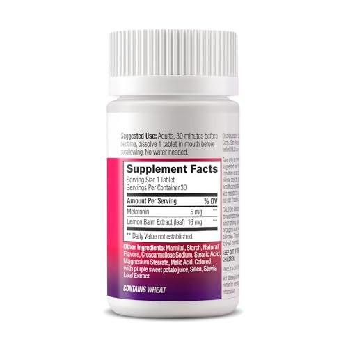 OLLY Extra Stark Schlafpastillen zum Schnellauflösen, 5 mg Melatonin, vegan, Erdbeer - 30 Stück