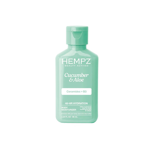 Hempz Body Lotion – Gurken & Aloe Limited Edition Mini Feuchtigkeitscreme für tägliche Pflege, Sheabutter, Aloe, Körperfeuchtigkeitscreme – Hautpflegeprodukte mit natürlichem Hanfsamenöl – Reisegröße 2,25 Fl Oz