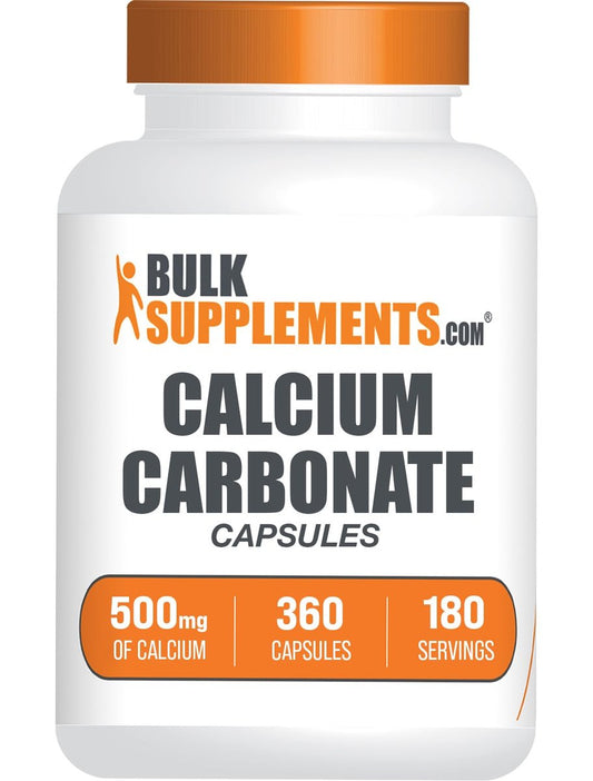 BulkSupplements.com Calcium Carbonate Kapseln – Calciumcarbonat Ergänzung, 500 mg pro Portion, glutenfrei, 360 Kapseln (1 Packung)