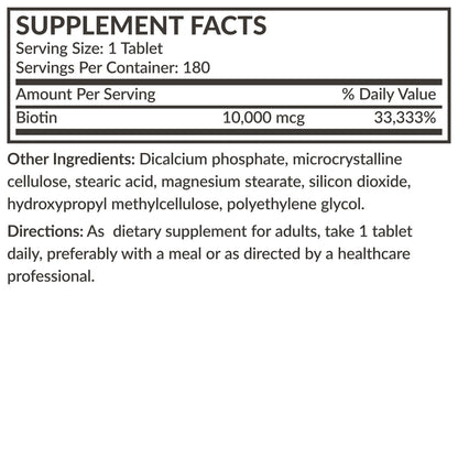 Futurebiotics Biotin 10.000 MCG Hochdosiert – 360 vegane Tabletten für gesundes Haar, Haut & Nägel & Energieproduktion, Non-GMO