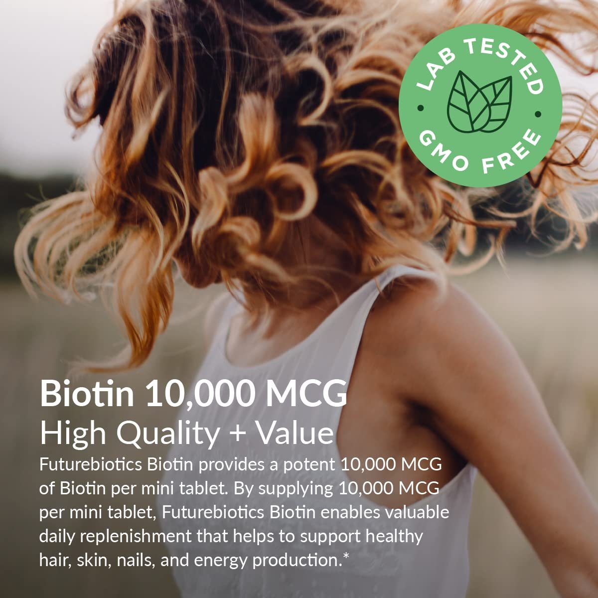 Futurebiotics Biotin 10.000 MCG Hochdosiert – 180 Vegetarische Tabletten für Gesundes Haar, Haut & Nägel & Energieproduktion – Non-GMO