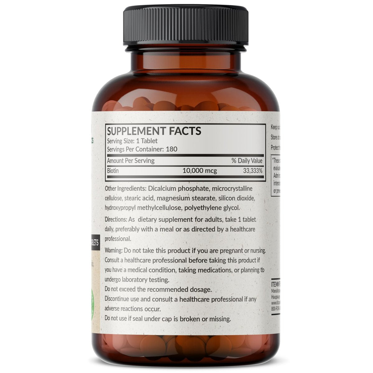 Futurebiotics Biotin 10.000 MCG Hochdosiert – 180 Vegetarische Tabletten für Gesundes Haar, Haut & Nägel & Energieproduktion – Non-GMO