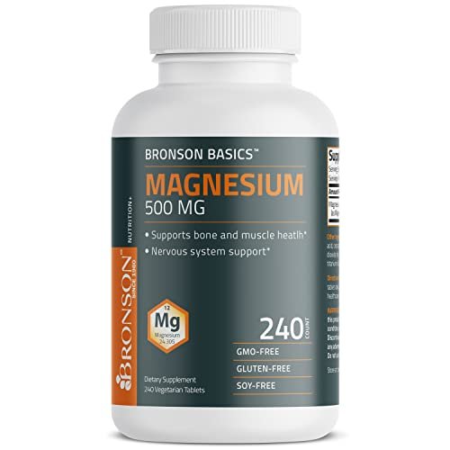 Bronson Magnesium 500 mg – 240 vegane Tabletten für Knochen-, Muskel- und Nervengesundheit, Nicht-GMO