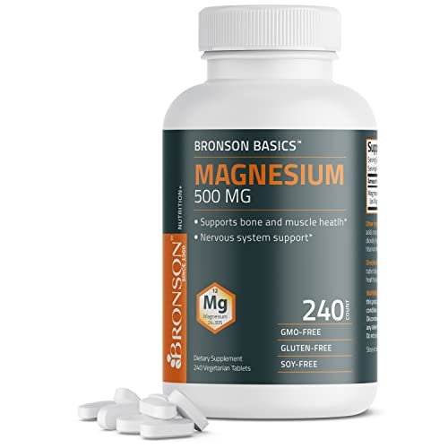 Bronson Magnesium 500 mg – 240 vegane Tabletten für Knochen-, Muskel- und Nervengesundheit, Nicht-GMO