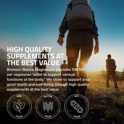 Bronson Magnesium 500 mg – 240 vegane Tabletten für Knochen-, Muskel- und Nervengesundheit, Nicht-GMO