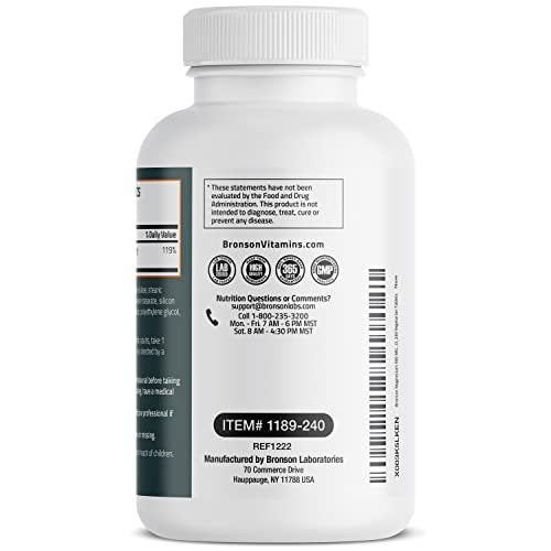 Bronson Magnesium 500 mg – 240 vegane Tabletten für Knochen-, Muskel- und Nervengesundheit, Nicht-GMO