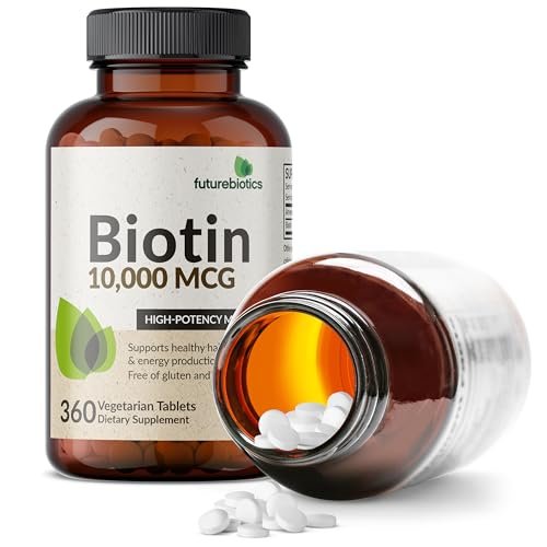 Futurebiotics Biotin 10.000 MCG Hochdosiert – 360 vegane Tabletten für gesundes Haar, Haut & Nägel & Energieproduktion, Non-GMO