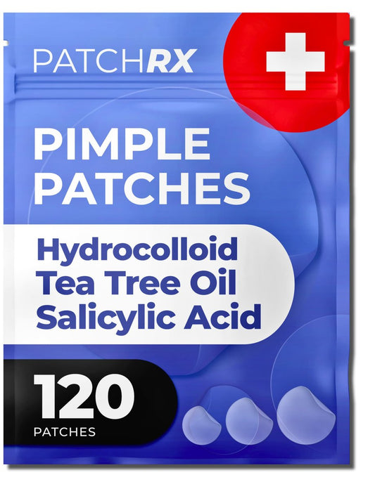 PatchRx Salicylsäure-Pickel-Pflaster (120 Stück) – Akne-Patches mit Teebaumöl gegen Mitesser und Pickel