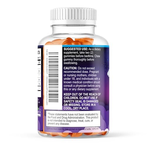 Schlaf Gummis für Erwachsene - Zuckerfrei Melatonin 6 mg pro Portion - Natürliche Null-Zucker Schlafgummis für Erwachsene & Kinder, Orangengeschmack, Extra Starke Unterstützung - 60 Gummis