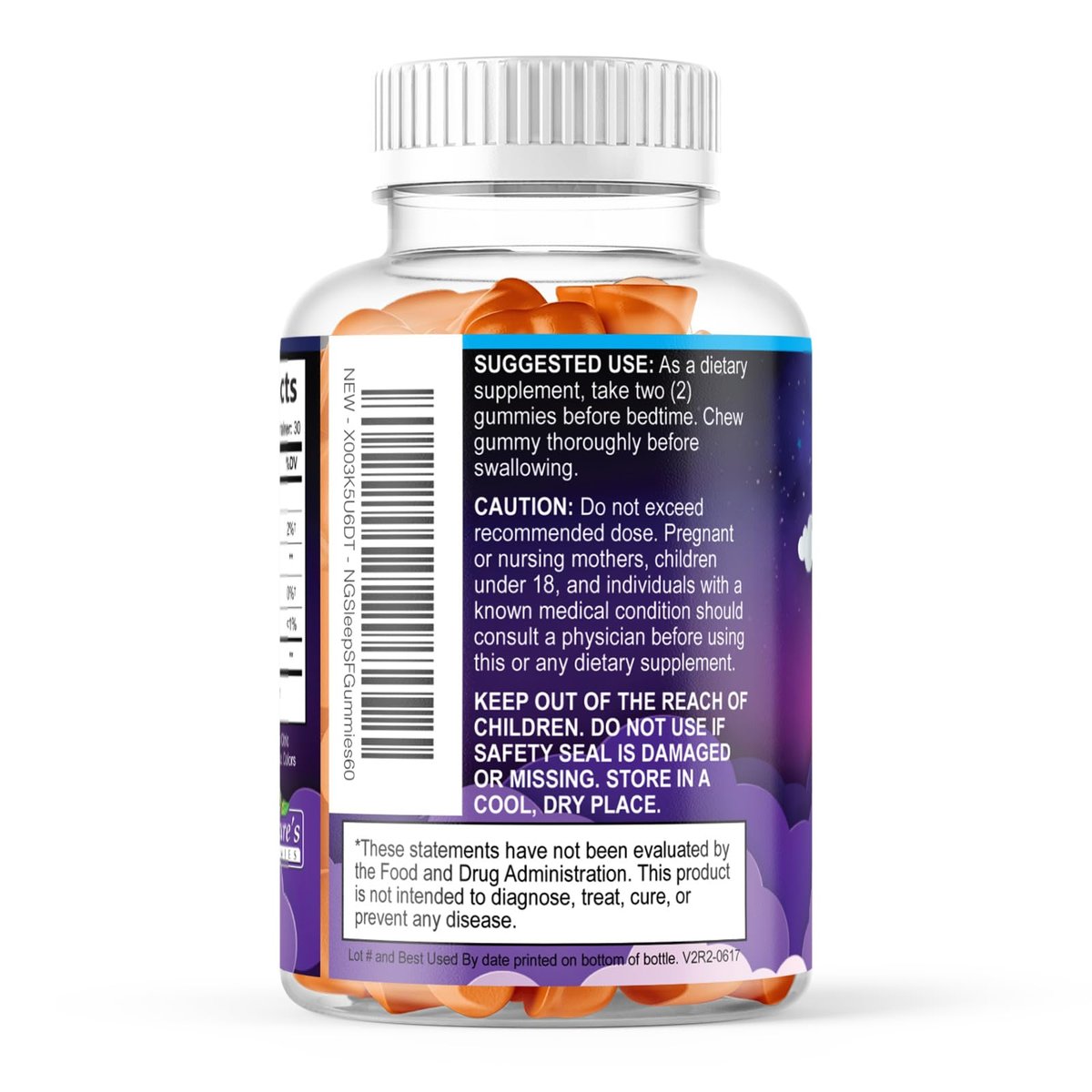 Schlaf Gummis für Erwachsene - Zuckerfrei Melatonin 6 mg pro Portion - Natürliche Null-Zucker Schlafgummis für Erwachsene & Kinder, Orangengeschmack, Extra Starke Unterstützung - 60 Gummis
