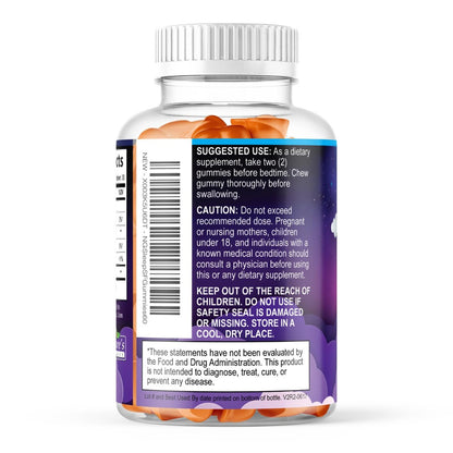 Schlaf Gummis für Erwachsene - Zuckerfrei Melatonin 6 mg pro Portion - Natürliche Null-Zucker Schlafgummis für Erwachsene & Kinder, Orangengeschmack, Extra Starke Unterstützung - 60 Gummis