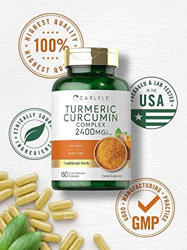 Carlyle Kurkuma Curcumin Kapseln – 180 pflanzliche Kapseln, nicht-GMO, glutenfrei
