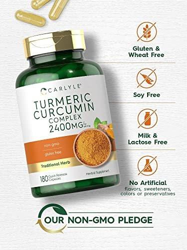 Carlyle Kurkuma Curcumin Kapseln – 180 pflanzliche Kapseln, nicht-GMO, glutenfrei