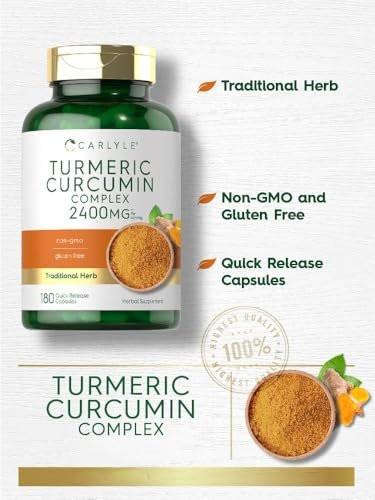 Carlyle Kurkuma Curcumin Kapseln – 180 pflanzliche Kapseln, nicht-GMO, glutenfrei
