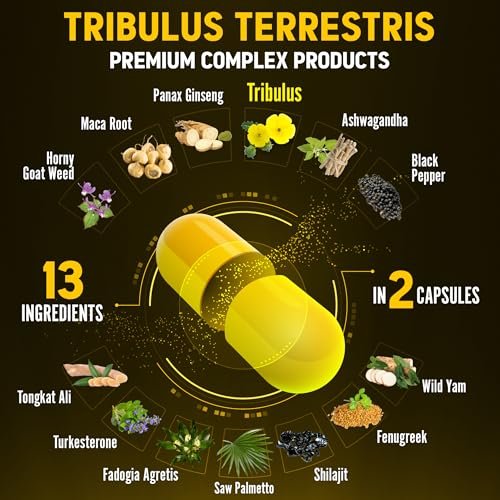 Zolotus 13-in-1 Tribulus Terrestris Kapseln mit Maca, Bockshornklee, Panax Ginseng, Sägepalme, Tongkat Ali, Shilajit & mehr – Energie- und Ausdauerergänzung für Männer und Frauen – 120 Kapseln