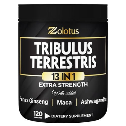 Zolotus 13-in-1 Tribulus Terrestris Kapseln mit Maca, Bockshornklee, Panax Ginseng, Sägepalme, Tongkat Ali, Shilajit & mehr – Energie- und Ausdauerergänzung für Männer und Frauen – 120 Kapseln